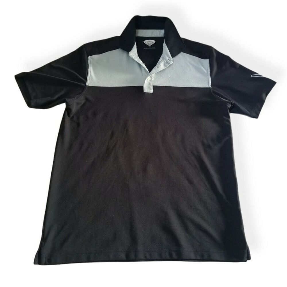 Callaway Golf polo Shirt Black & white size Medium golf t shirt.